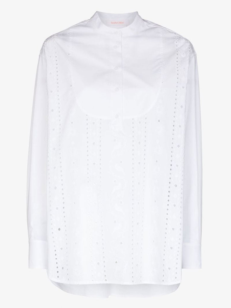 Broderie Anglaise Cotton Poplin Shirt