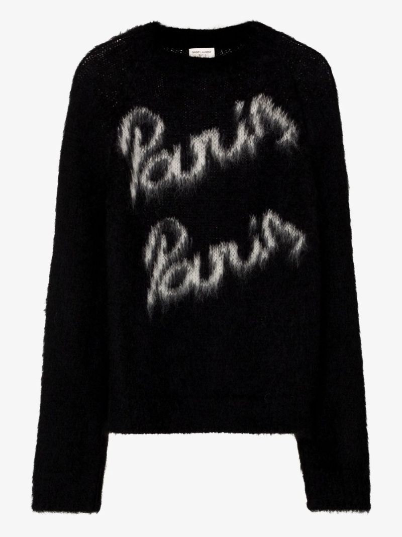 Black Paris Logo Knitted Sweater