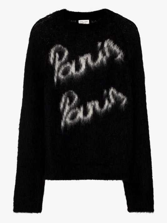 Black Paris Logo Knitted Sweater