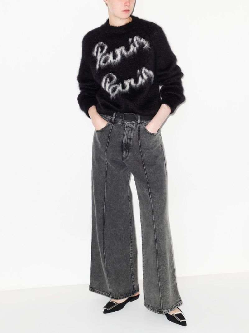 Black Paris Logo Knitted Sweater