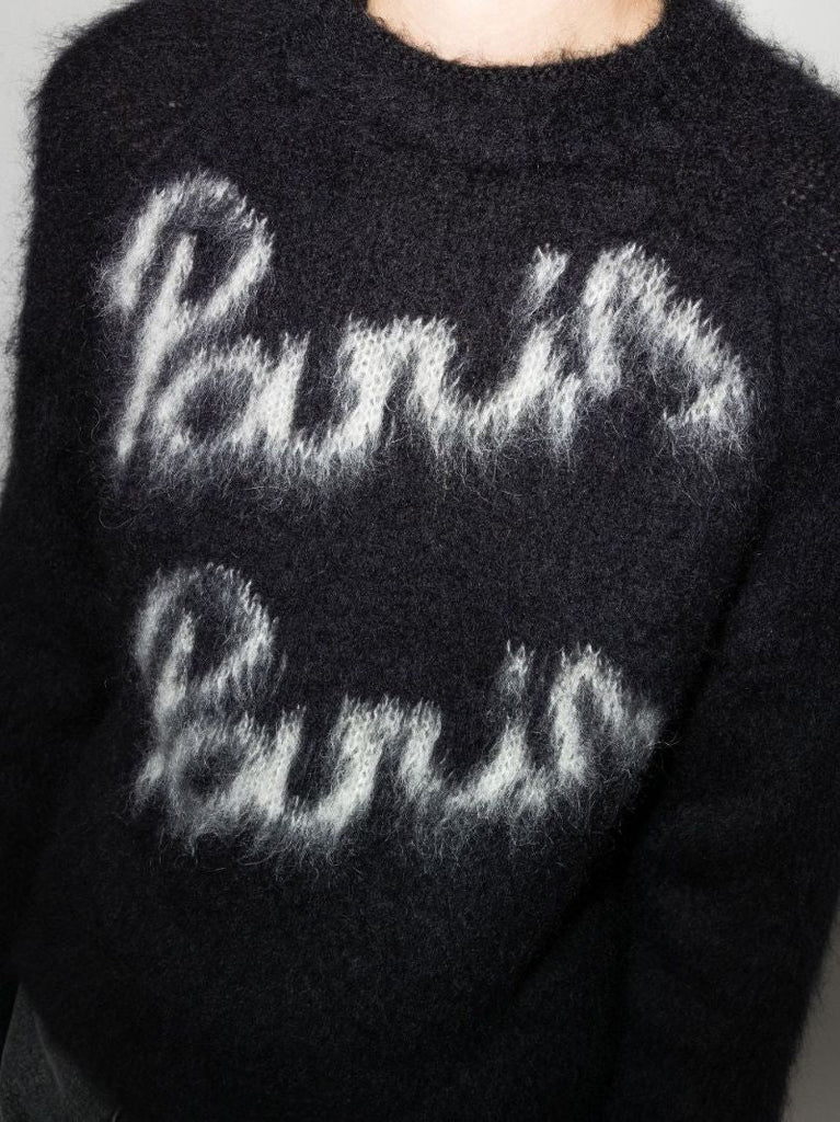 Black Paris Logo Knitted Sweater