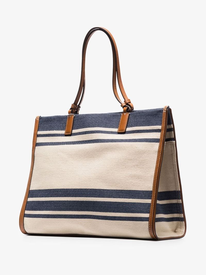 Neutral Ella Jacquard Stripe Tote Bag