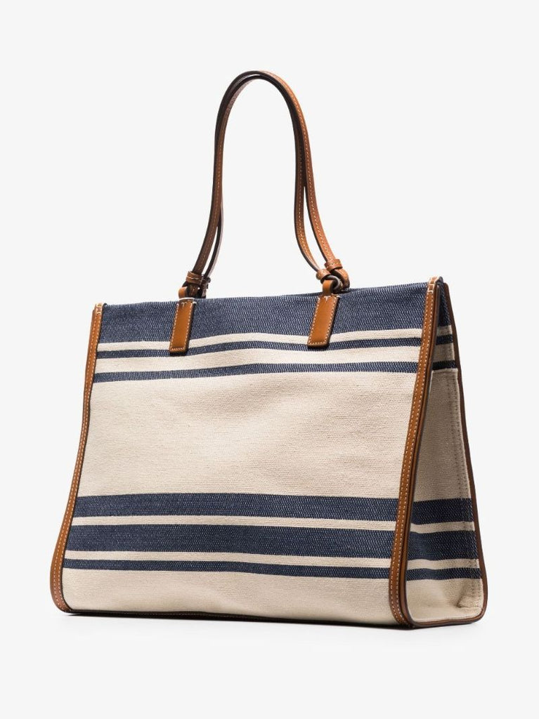Neutral Ella Jacquard Stripe Tote Bag