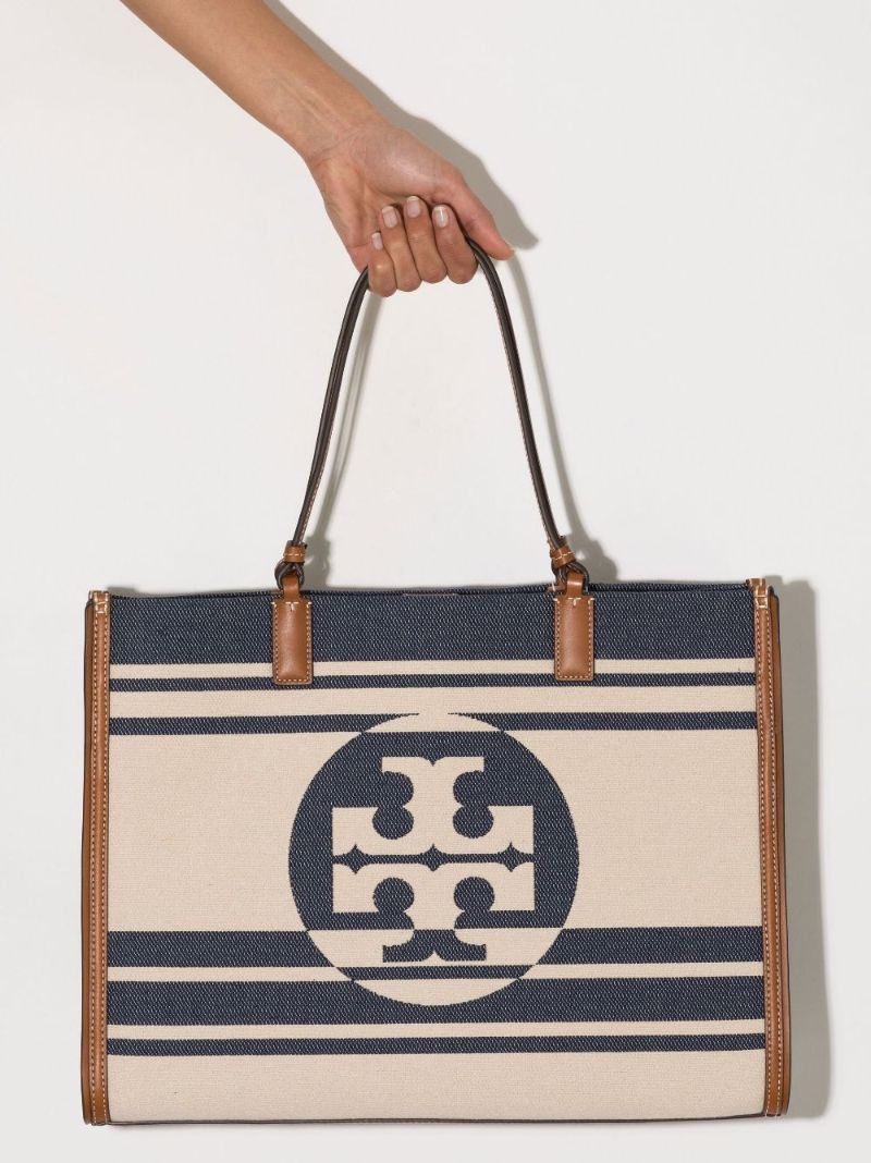 Neutral Ella Jacquard Stripe Tote Bag