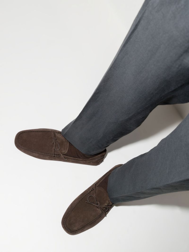 Brown Gommino Suede Driving Shoes