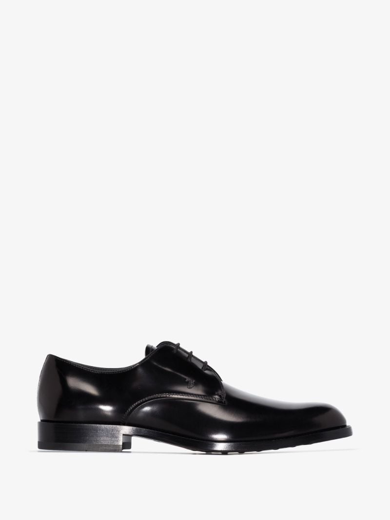 Black Polished Leather Derby Shoes
