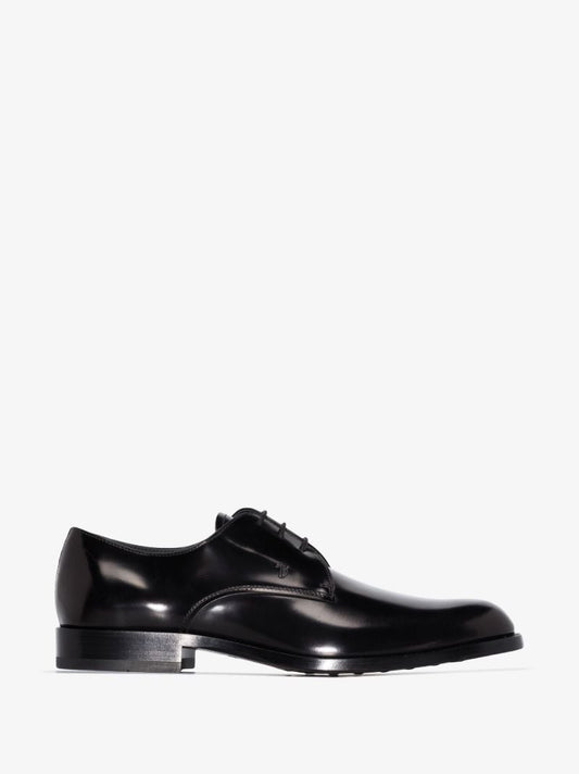 Black Polished Leather Derby Shoes