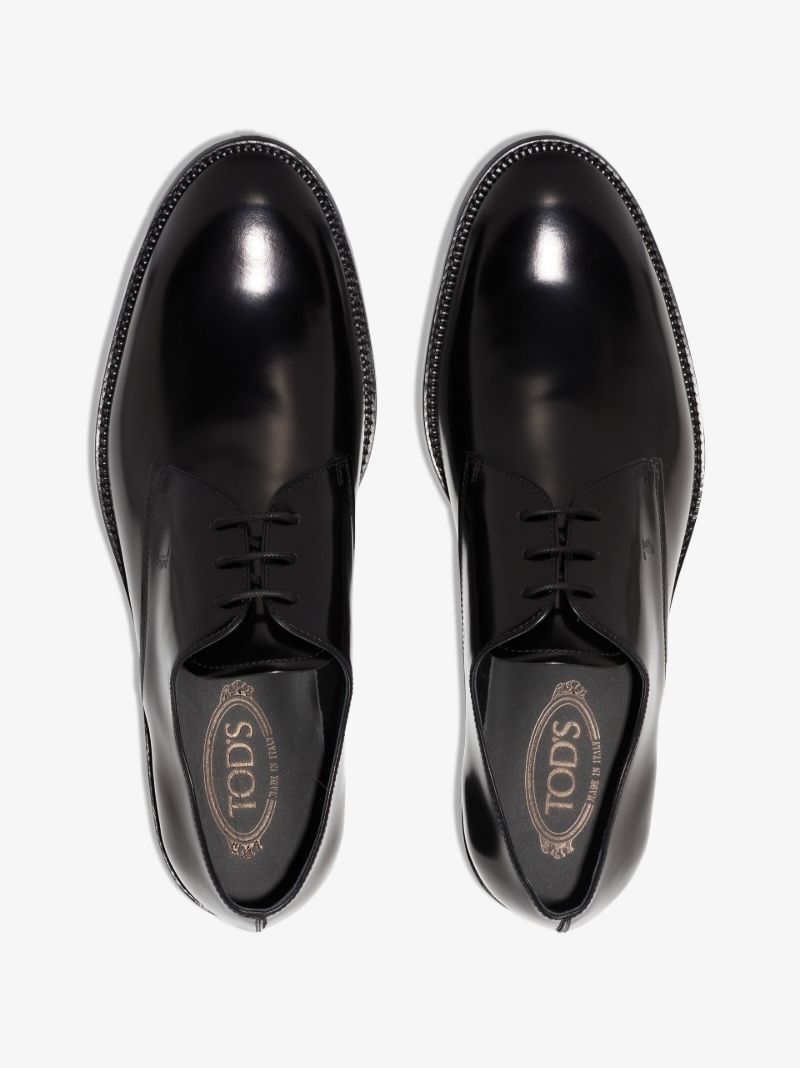 Black Polished Leather Derby Shoes