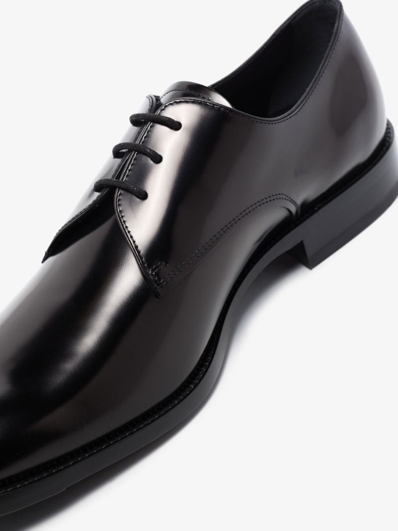 Black Polished Leather Derby Shoes