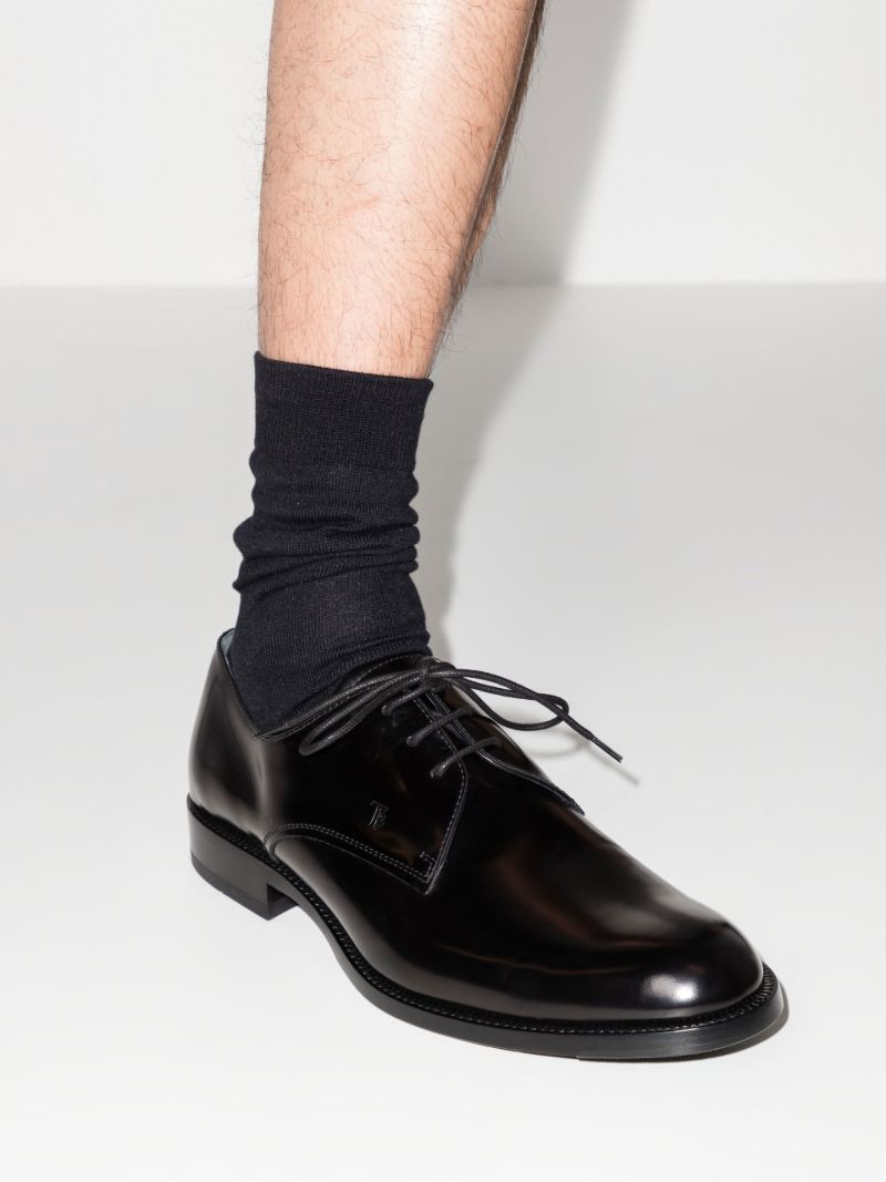 Black Polished Leather Derby Shoes