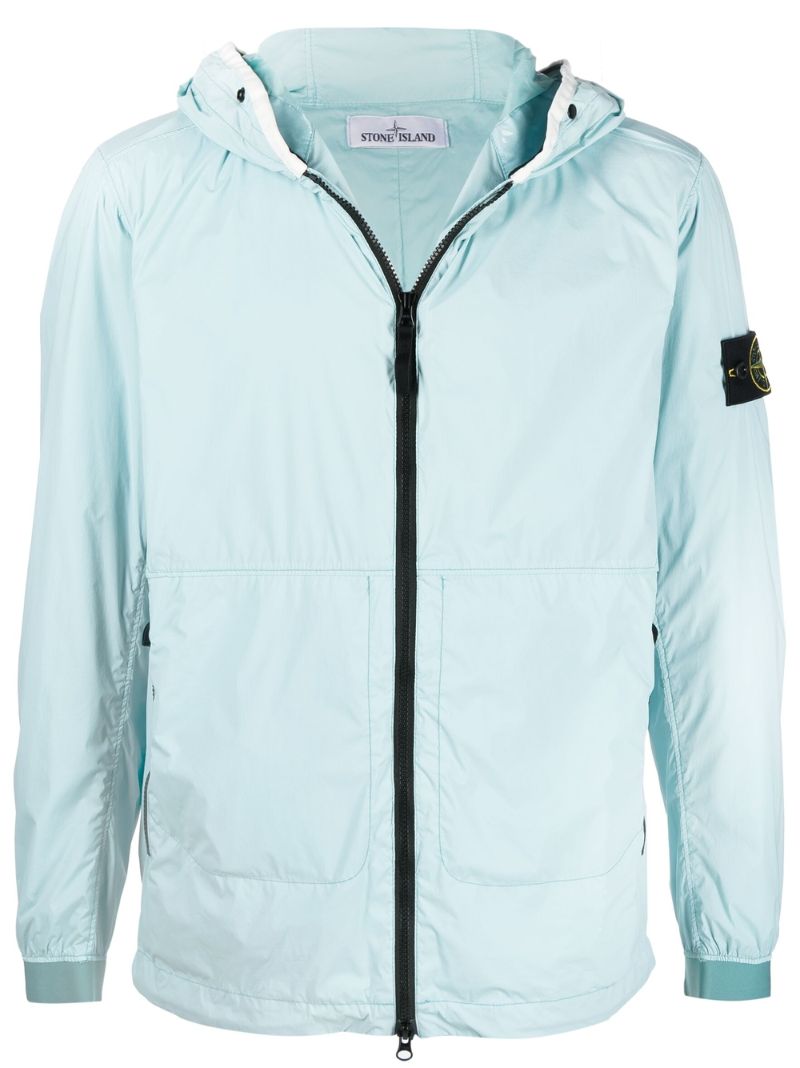 Blue Garment Dyed Hooded Jacket