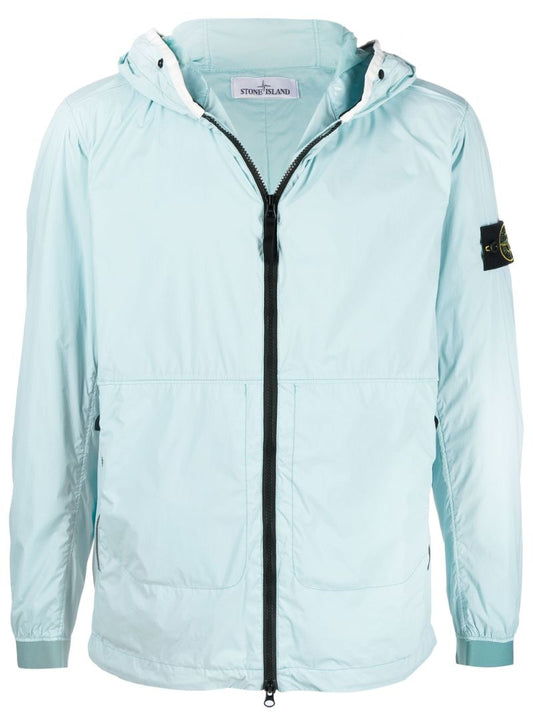 Blue Garment Dyed Hooded Jacket