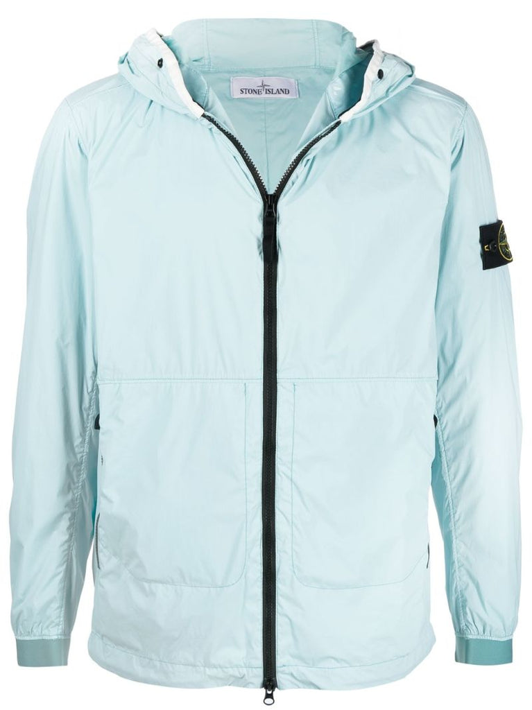 Blue Garment Dyed Hooded Jacket