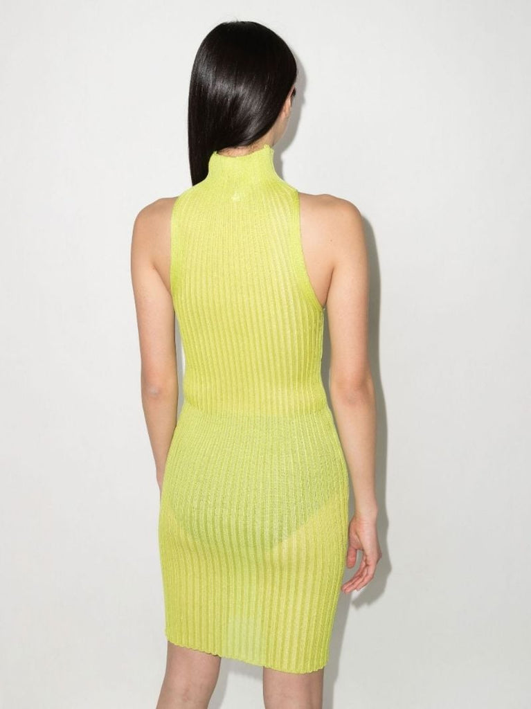 Yellow Emma High Neck Knitted Mini Dress