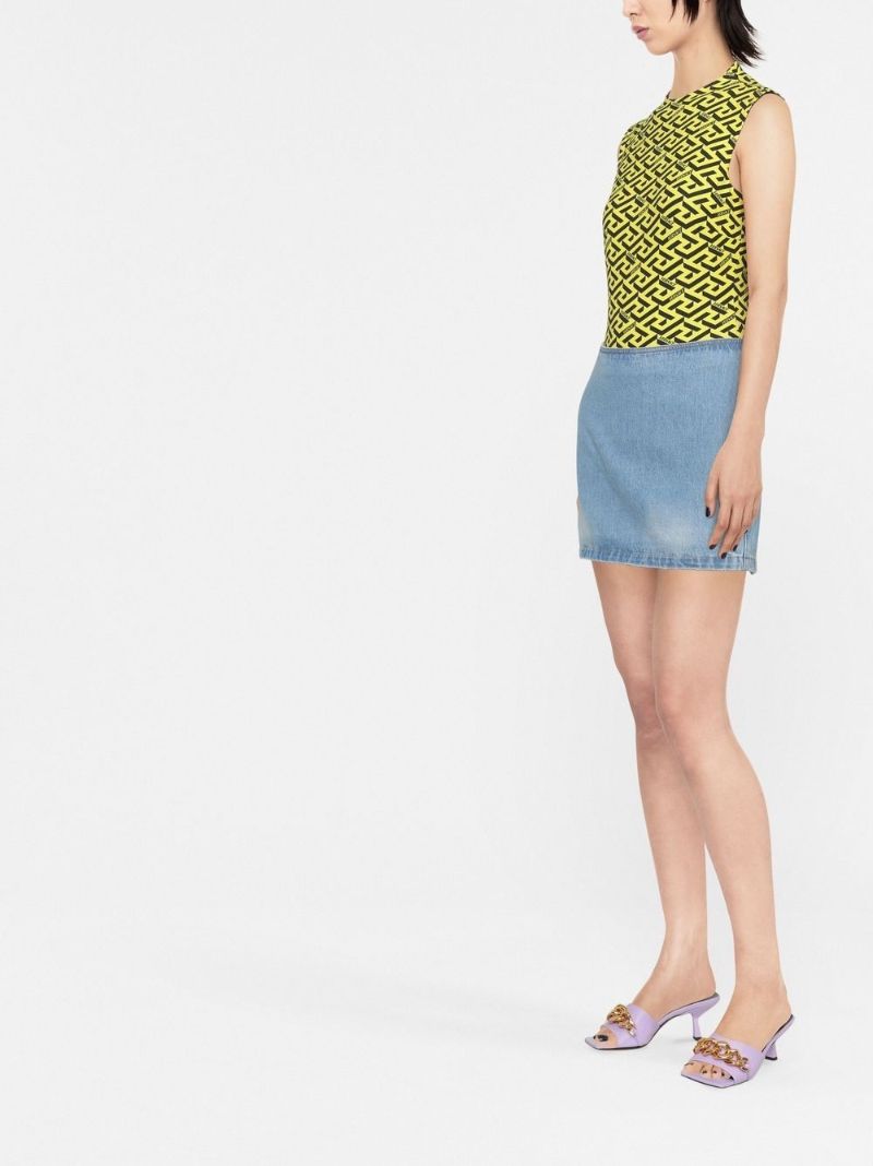 Blue Medusa Denim Micro Mini Skirt