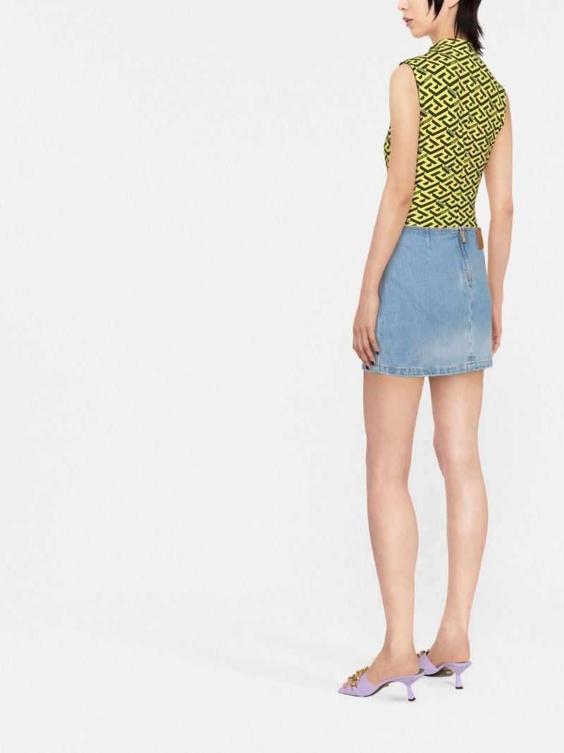 Blue Medusa Denim Micro Mini Skirt