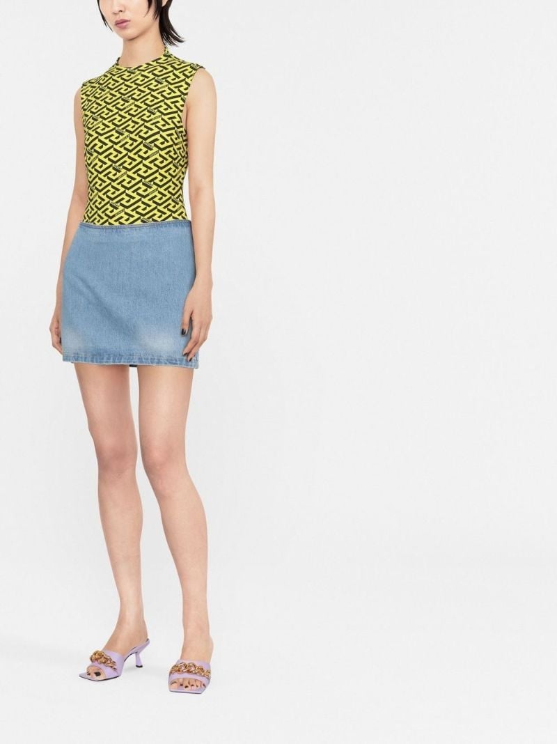 Blue Medusa Denim Micro Mini Skirt