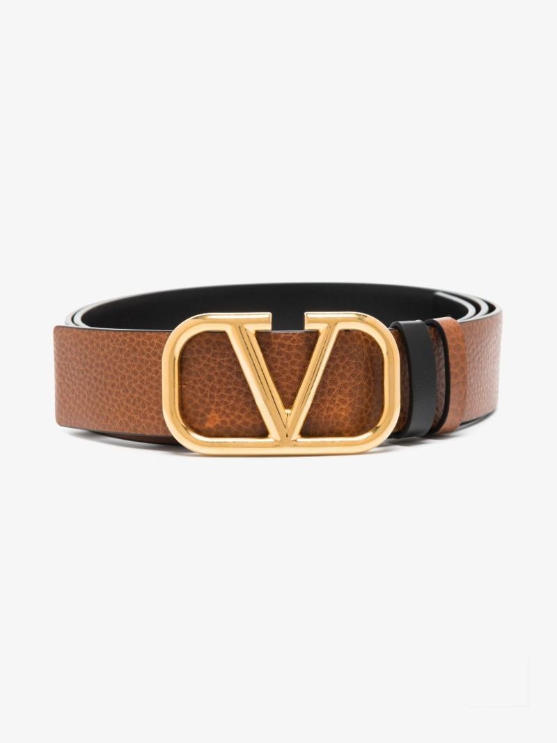 Brown Vlogo Signature Reversible Leather Belt