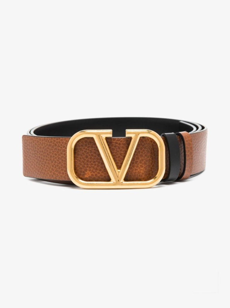 Brown Vlogo Signature Reversible Leather Belt