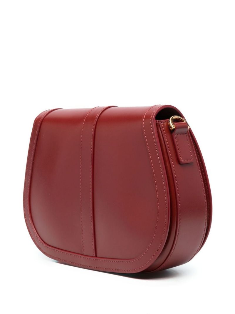 Red Greca Goddess Large Leather Shoulder Bag