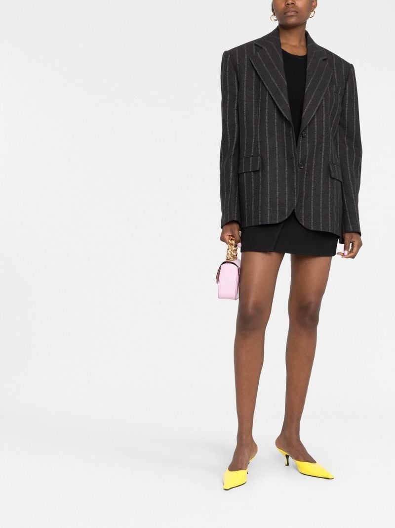 Grey Pinstripe Logo Blazer