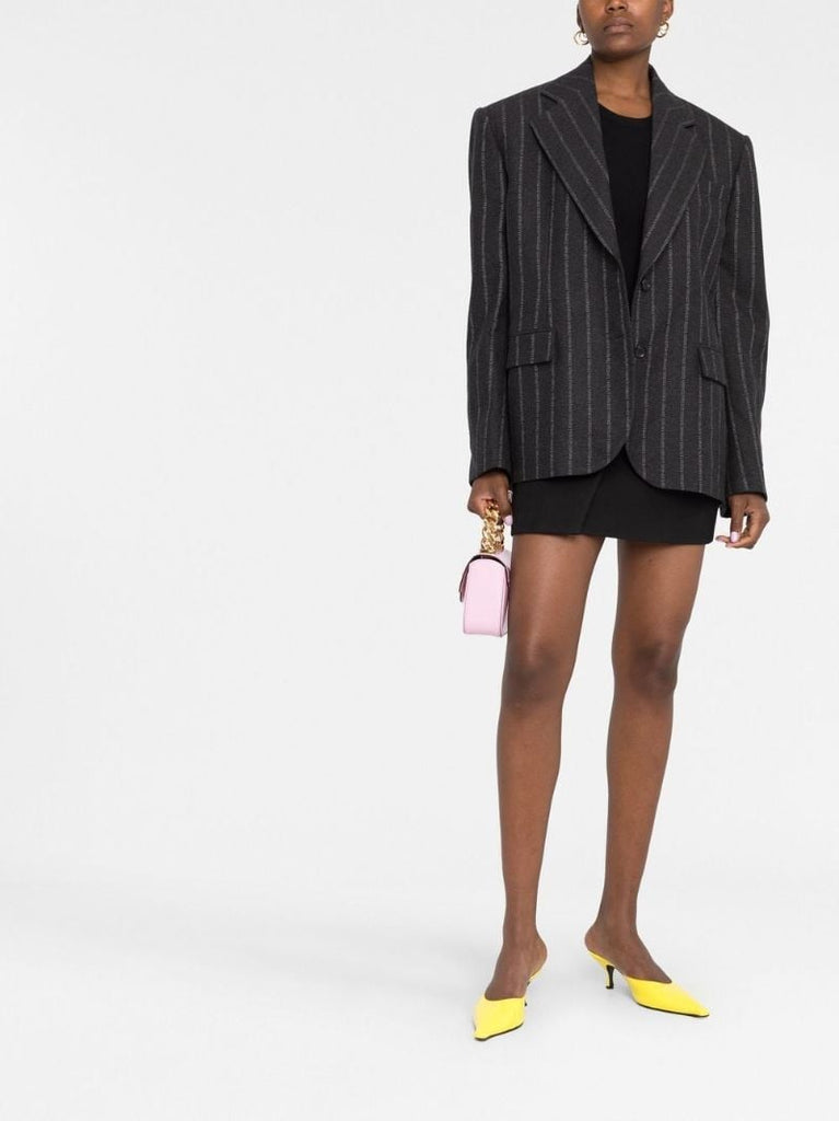 Grey Pinstripe Logo Blazer