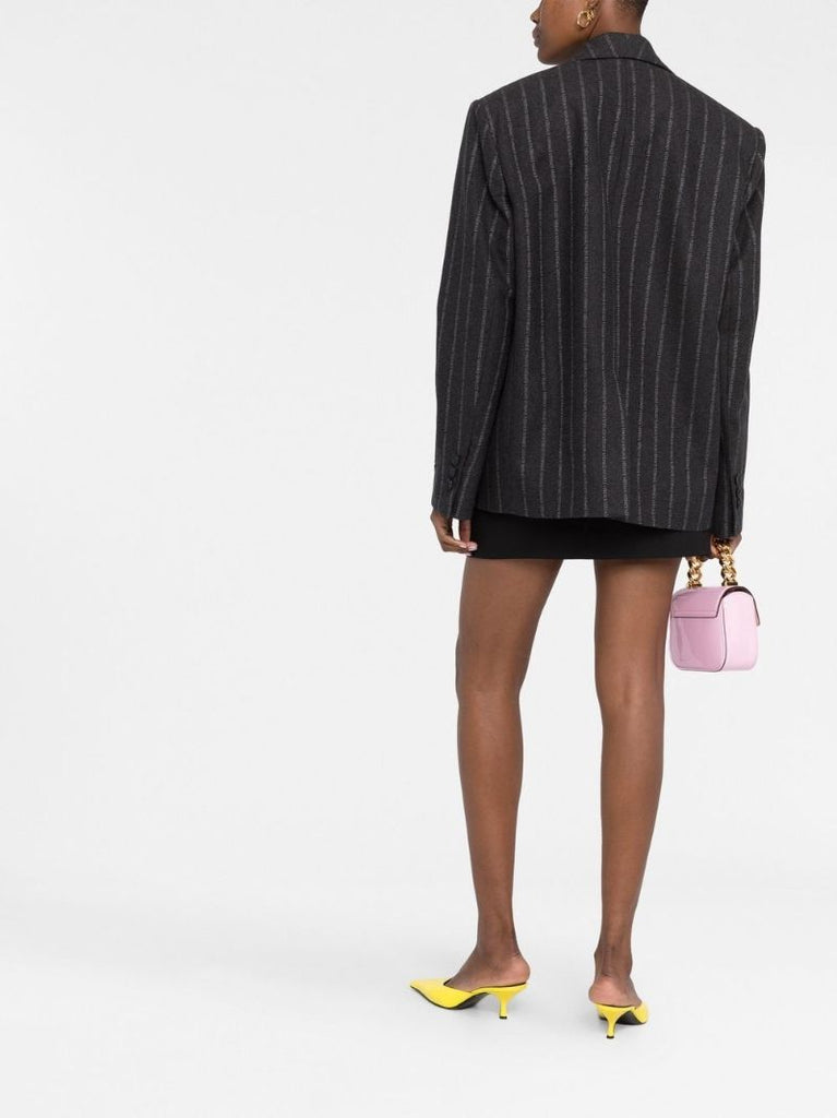 Grey Pinstripe Logo Blazer