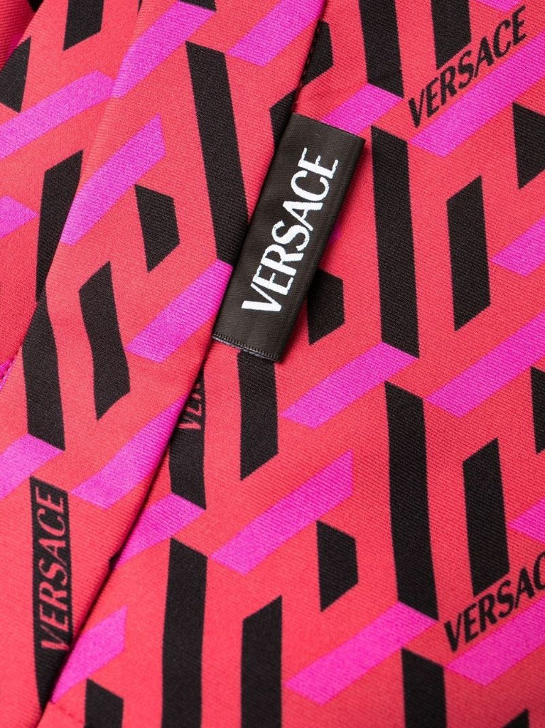 Red La Greca Print Leggings