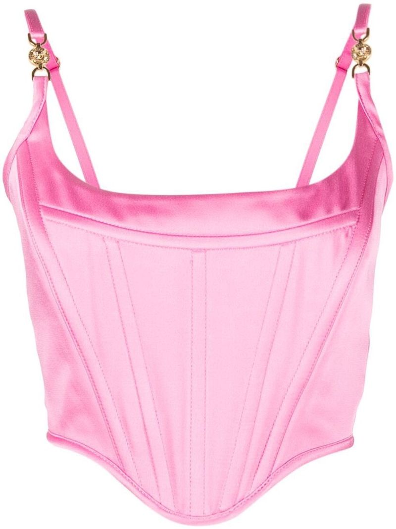 Pink Medusa Motif Corset Top