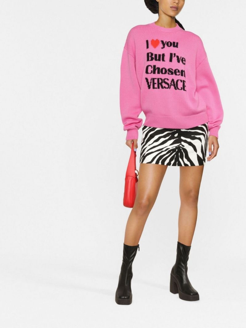 Pink I Love You Intarsia Wool Sweater
