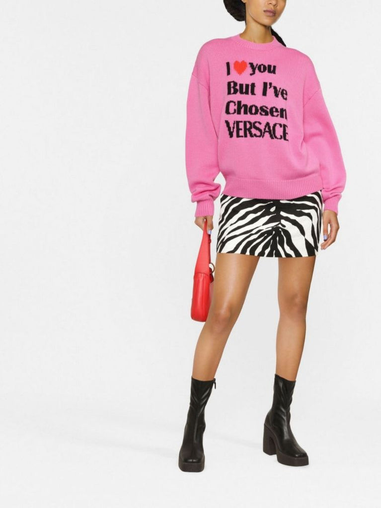 Pink I Love You Intarsia Wool Sweater