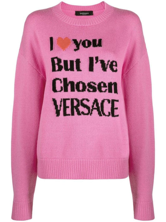 Pink I Love You Intarsia Wool Sweater
