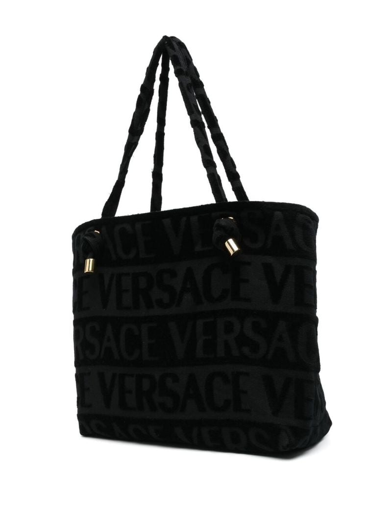 Black Cotton Medusa Embellished Tote Bag