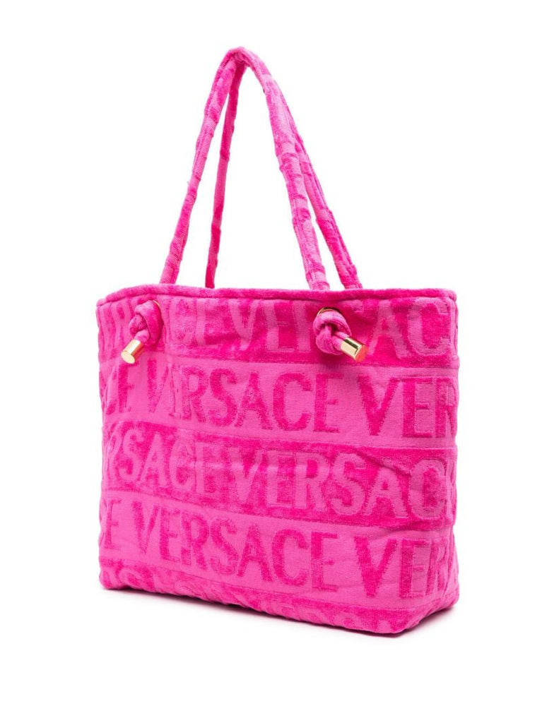 Pink Medusa Head Crystal Embellished Tote Bag