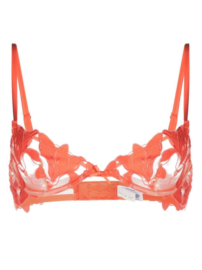 Orange Lily Embroidered Plunge Demi Bra