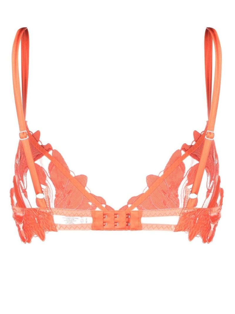 Orange Lily Embroidered Plunge Demi Bra