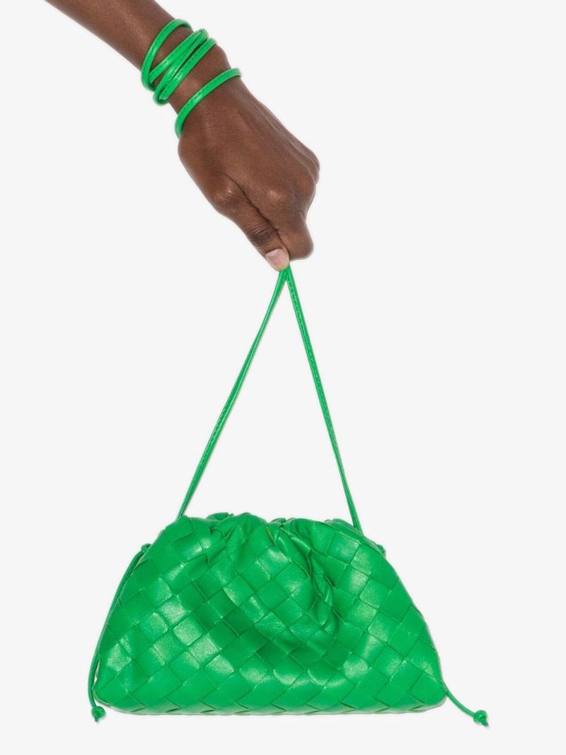 Green Mini Pouch Leather Clutch Bag