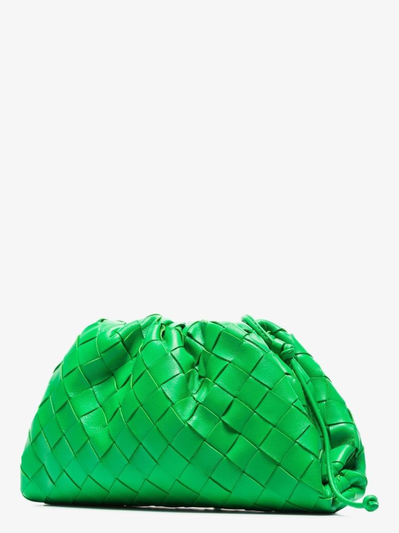 Green Mini Pouch Leather Clutch Bag