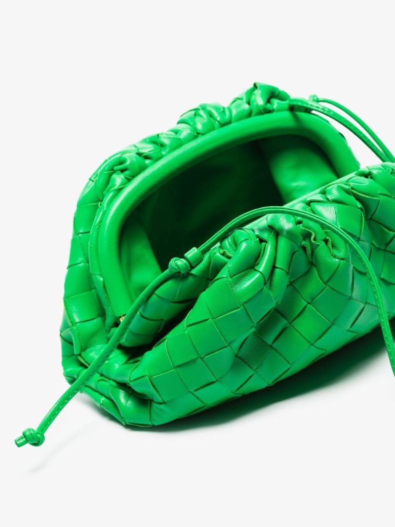 Green Mini Pouch Leather Clutch Bag