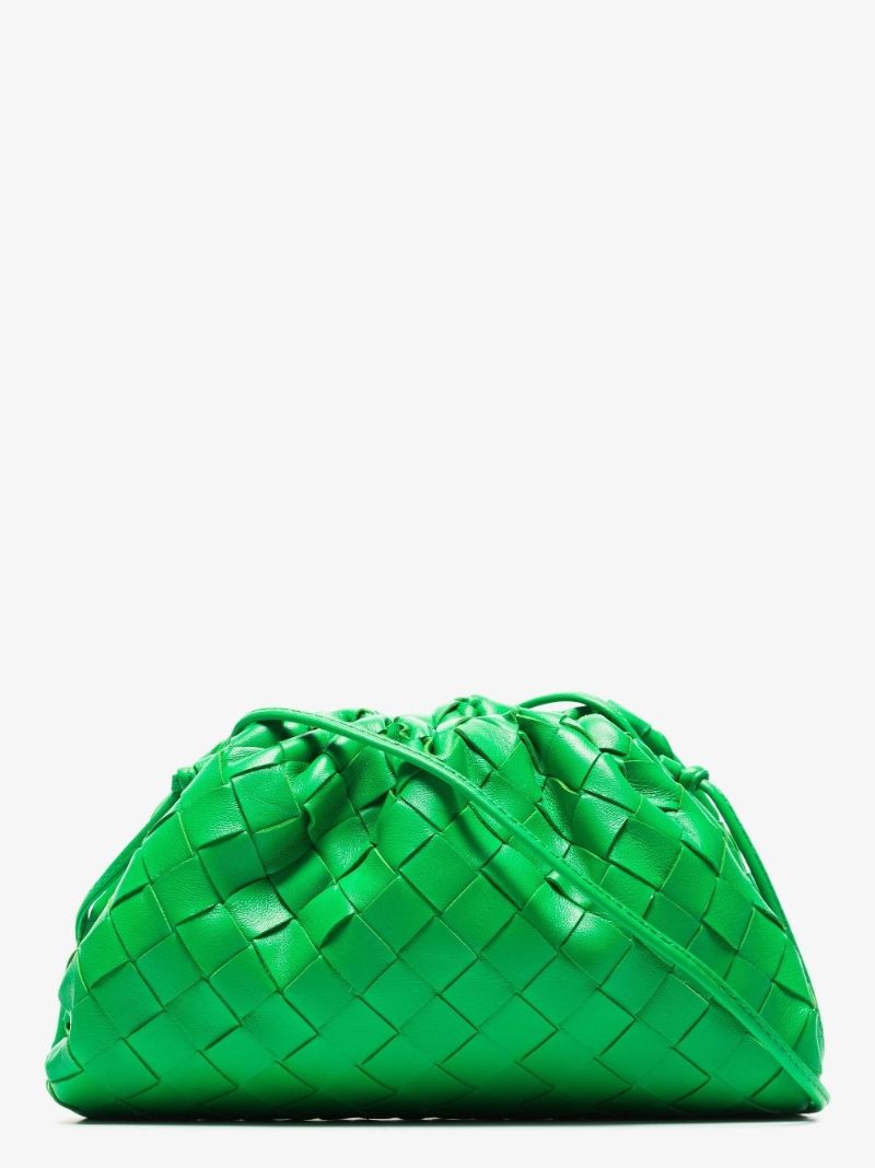 Green Mini Pouch Leather Clutch Bag