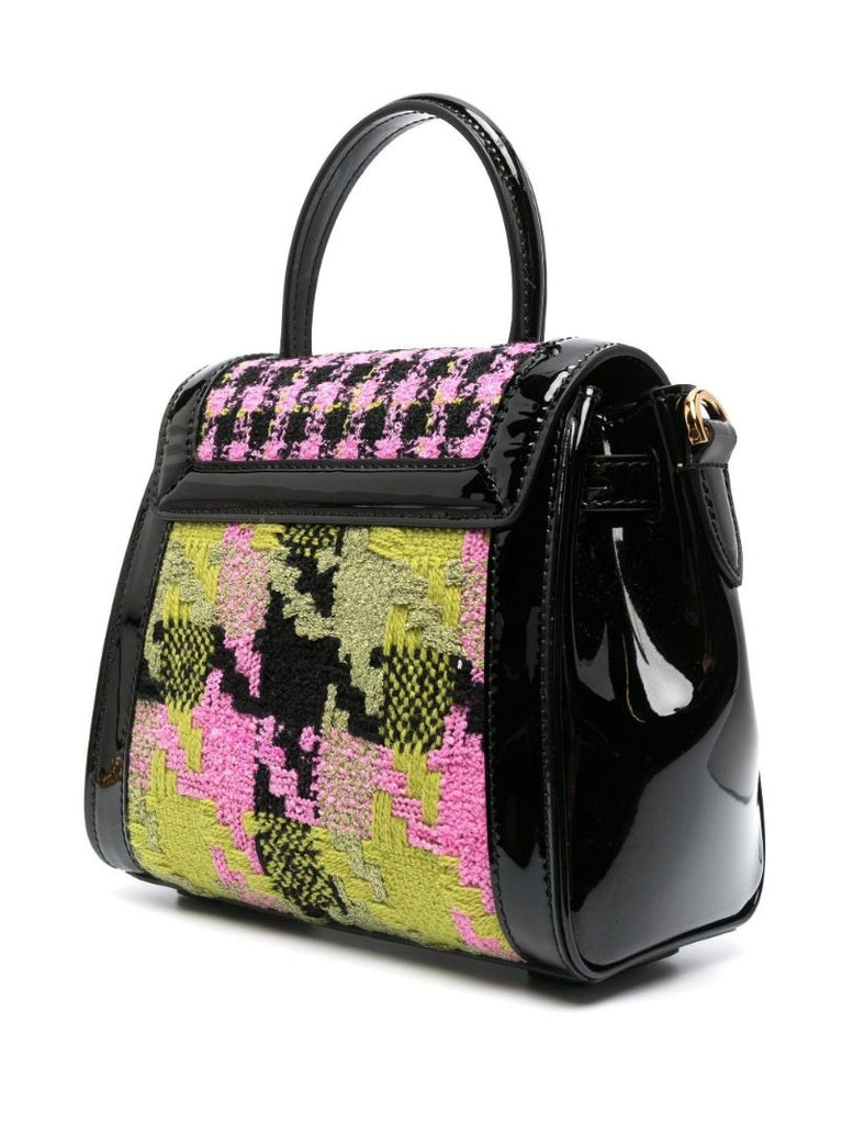 Black La Medusa Small Tweed Top Handle Bag