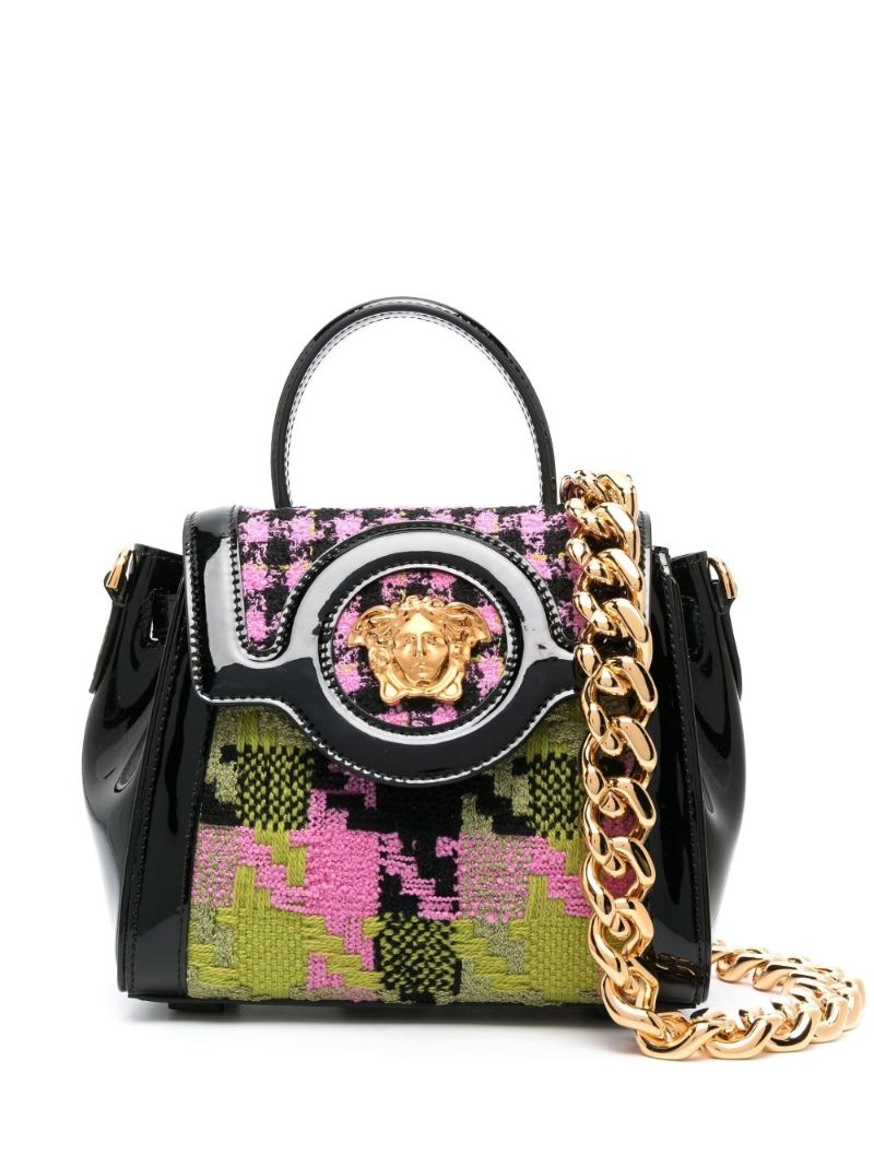 Black La Medusa Small Tweed Top Handle Bag