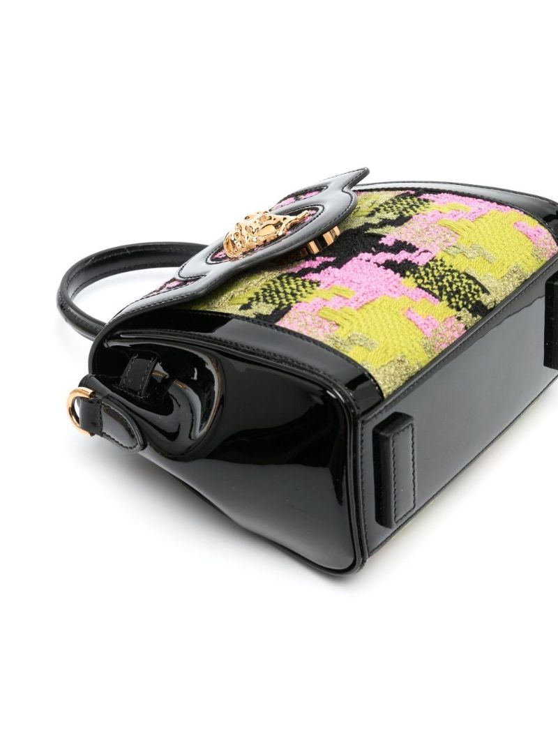 Black La Medusa Small Tweed Top Handle Bag