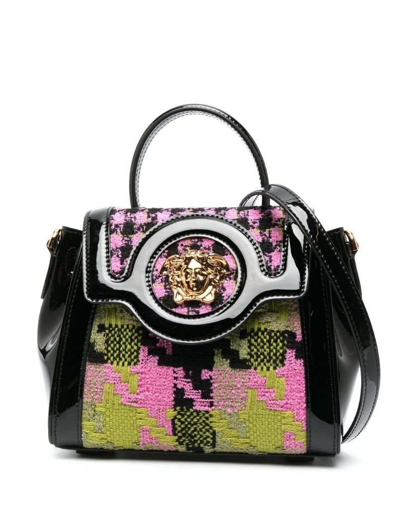 Black La Medusa Small Tweed Top Handle Bag