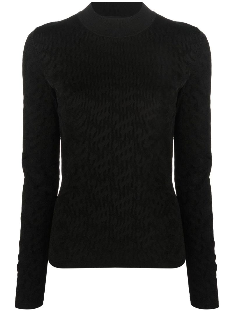 Black La Greca Jacquard Knitted Sweater