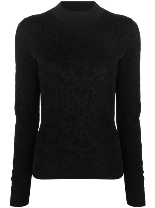 Black La Greca Jacquard Knitted Sweater