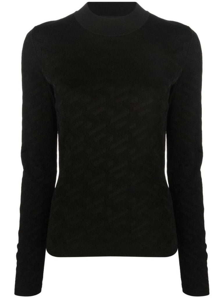Black La Greca Jacquard Knitted Sweater