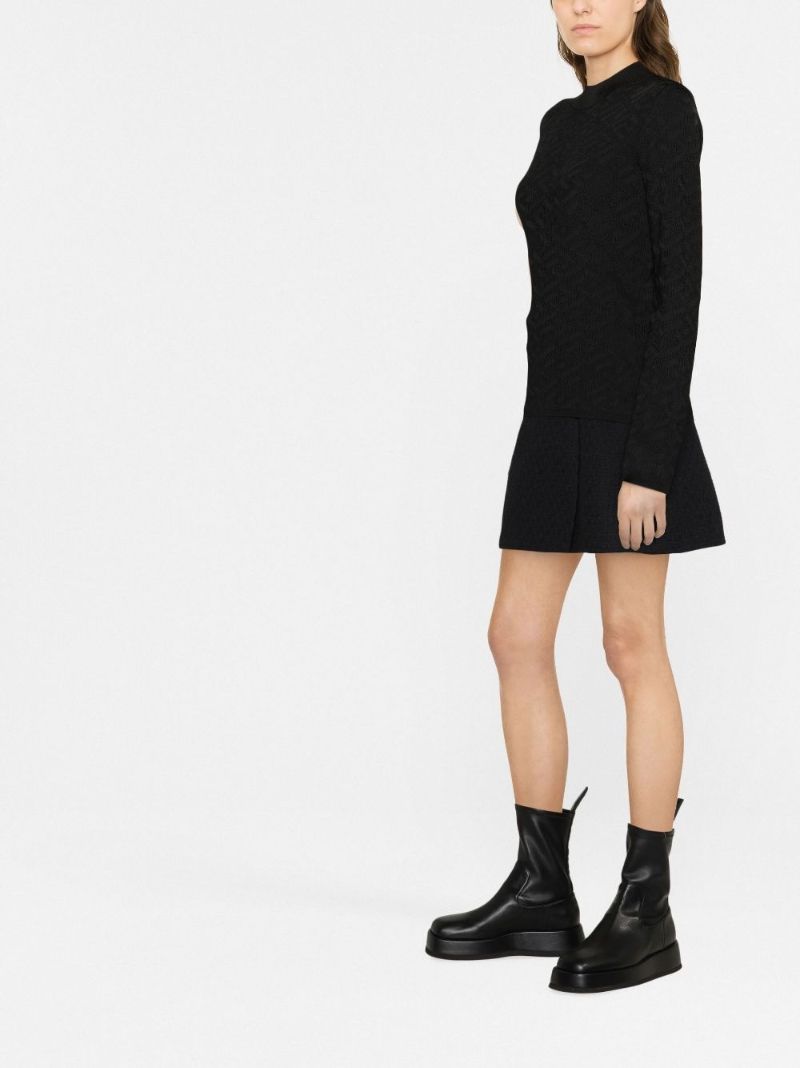 Black La Greca Jacquard Knitted Sweater