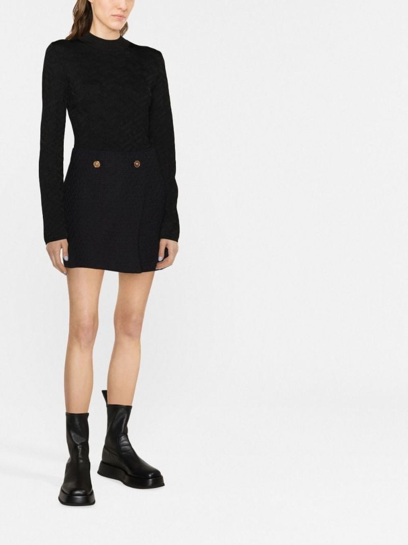 Black La Greca Jacquard Knitted Sweater