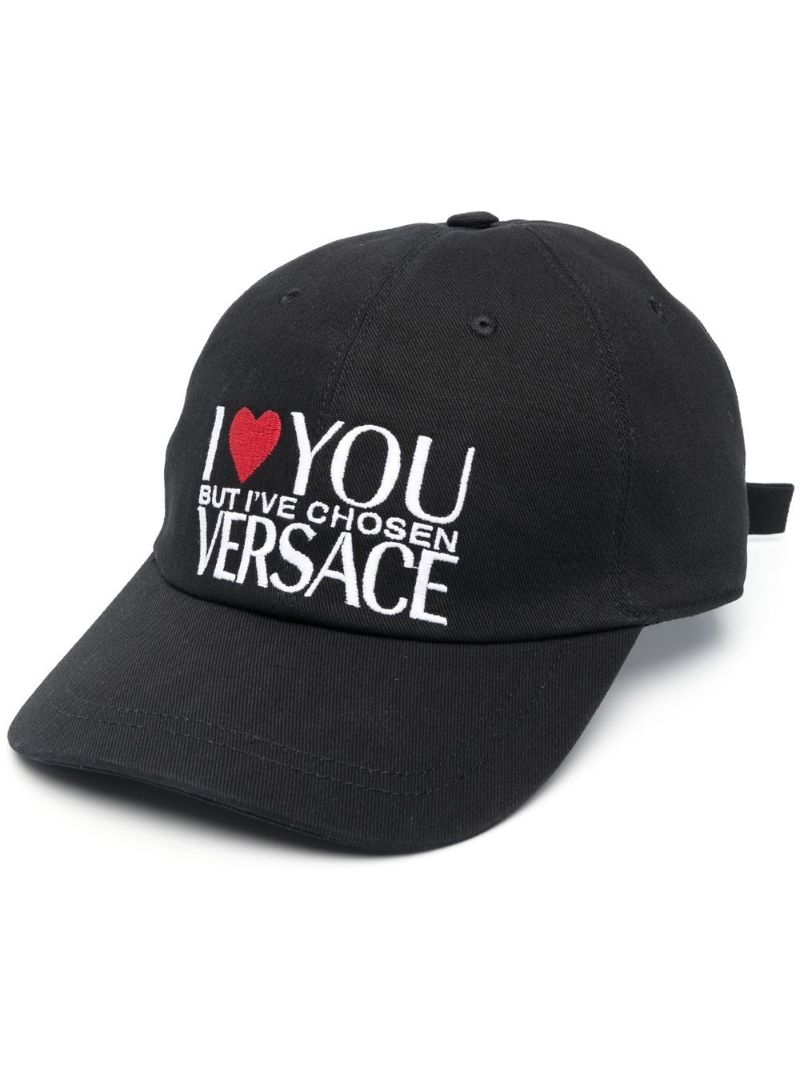 Black Embroidered Slogan Baseball Cap